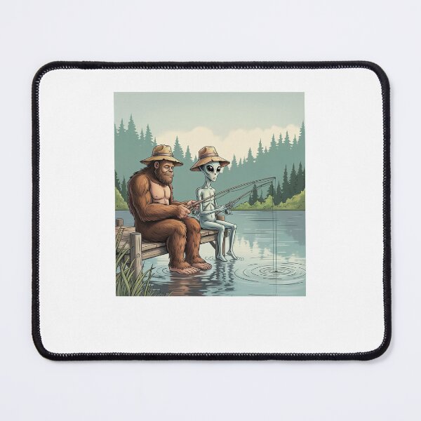Item preview, Bigfoot and Alien Fishing Funny  designed and sold by suhairee-studio.