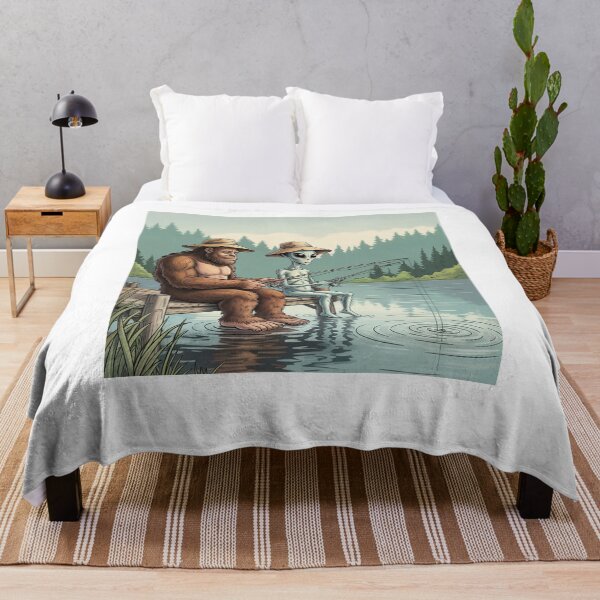 Item preview, Bigfoot and Alien Fishing Funny  designed and sold by suhairee-studio.