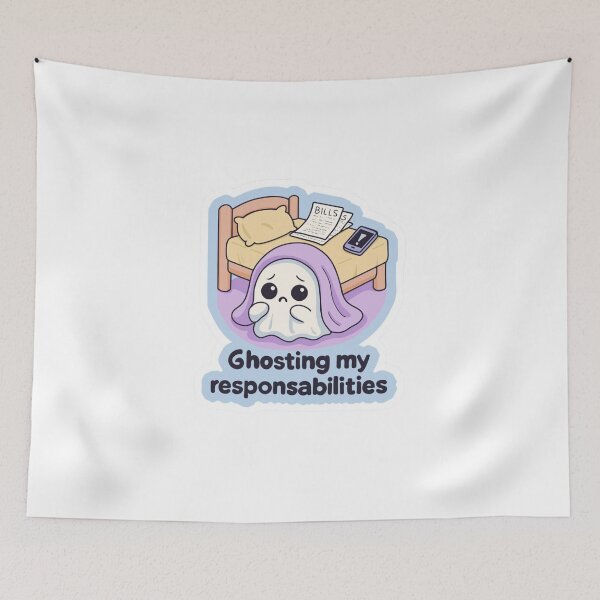 Item preview, "Ghosting My Responsibilities (And Living My Best Procrastinator Life)" designed and sold by Ulikedigital14.