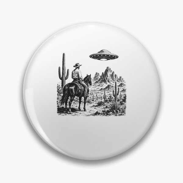 Item preview, Cowboy UFO Desert Encounter Vintage Western Alien designed and sold by jinajinawoodood.