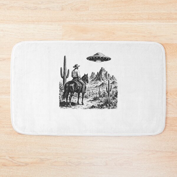 Item preview, Cowboy UFO Desert Encounter Vintage Western Alien designed and sold by jinajinawoodood.