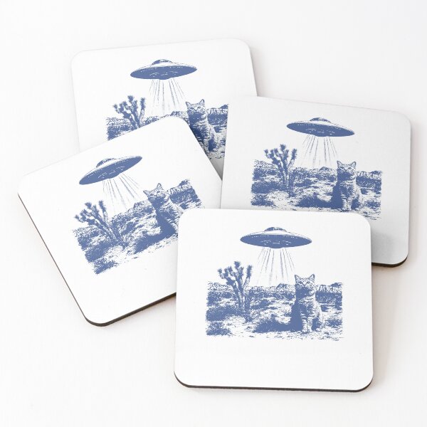 Item preview, UFO Abducting Cat Funny Alien Desert Graphic designed and sold by jinajinawoodood.