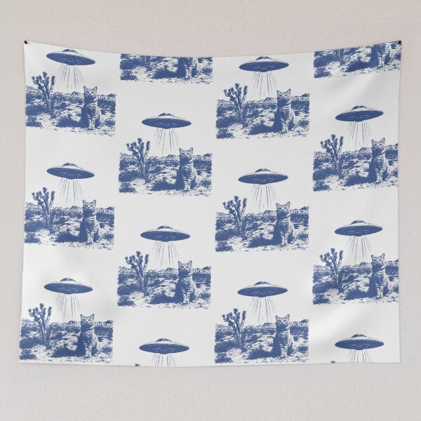Item preview, UFO Abducting Cat Funny Alien Desert Graphic designed and sold by jinajinawoodood.