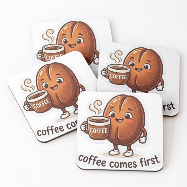 Item preview, Coffee Comes First — Cute Bean Sticker for Caffeine Lovers  designed and sold by Ulikedigital14.