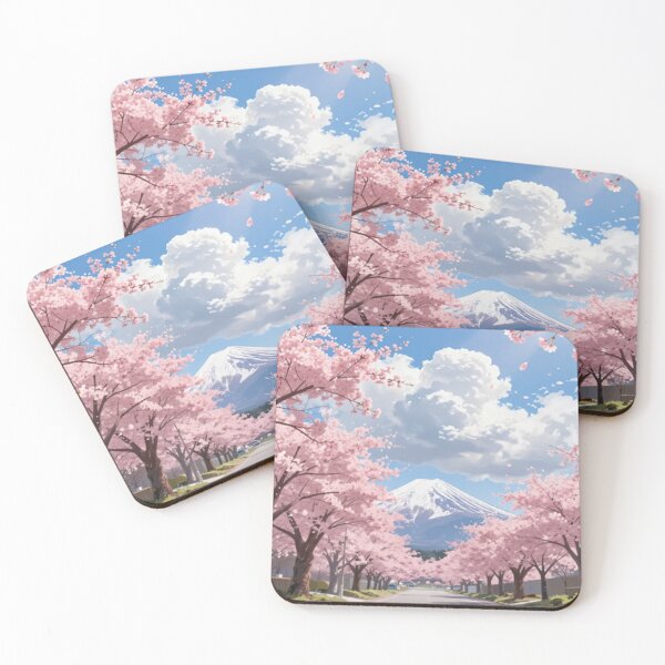 Item preview, Anime Cherry Blossom Road with Mount Fuji designed and sold by vekotpu.