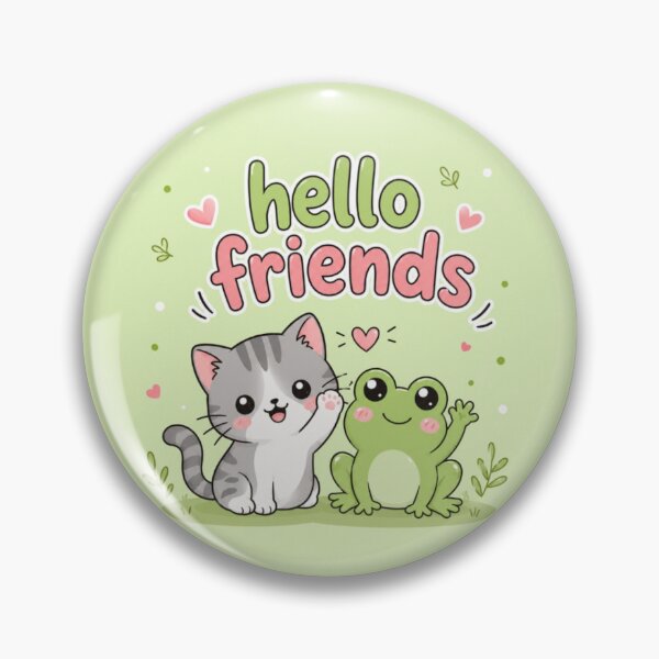 Item preview, Hello Friends Cute Cat and Frog Kawaii Cartoon | Light Green Pastel Animal Graphic Tee designed and sold by ArtoryNest.