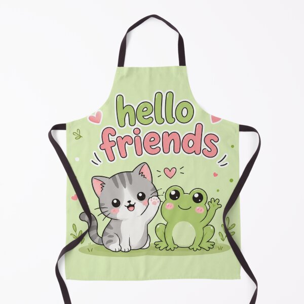 Item preview, Hello Friends Cute Cat and Frog Kawaii Cartoon | Light Green Pastel Animal Graphic Tee designed and sold by ArtoryNest.