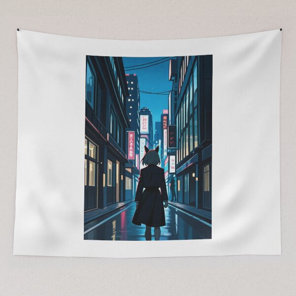 Item preview, Anime - Kemonomimi Girl Night Street Walk designed and sold by AnimeShin.