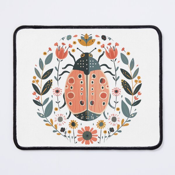 Item preview, Scandinavian Folk Art, Ladybug With Flowers designed and sold by xiao xuans.