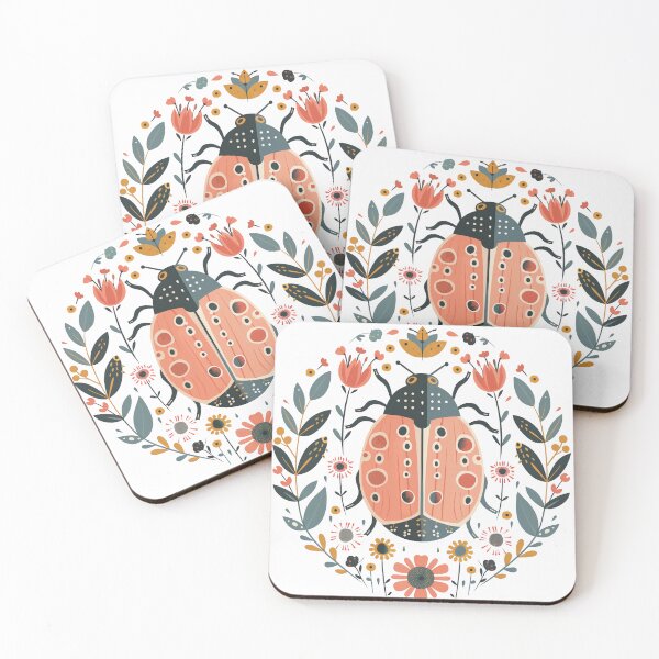 Item preview, Scandinavian Folk Art, Ladybug With Flowers designed and sold by xiao xuans.