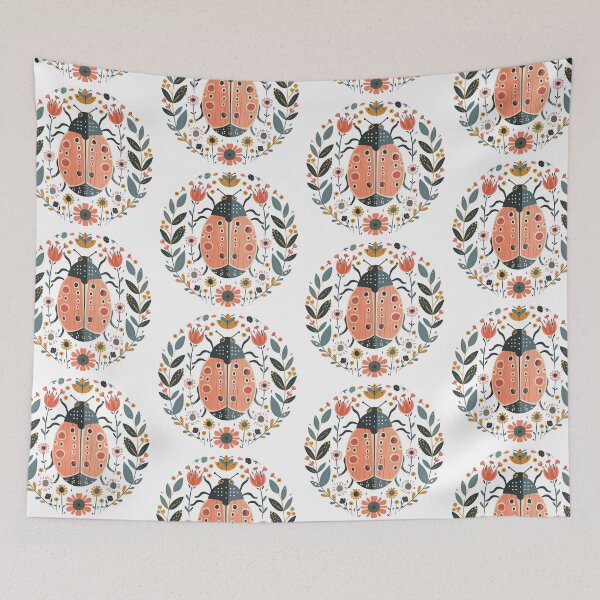 Item preview, Scandinavian Folk Art, Ladybug With Flowers designed and sold by xiao xuans.