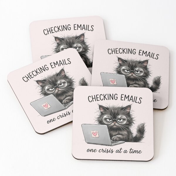 Item preview, Checking Emails One Crisis At A Time Funny Cat designed and sold by SoftAuraStudi0.