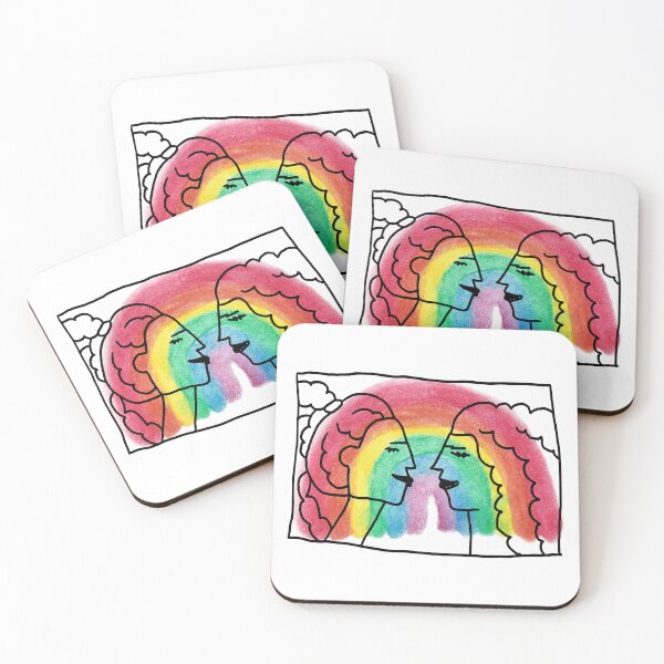 Item preview, Lesbian Pride Two Girls Rainbow Illustration designed and sold by missbobbit.