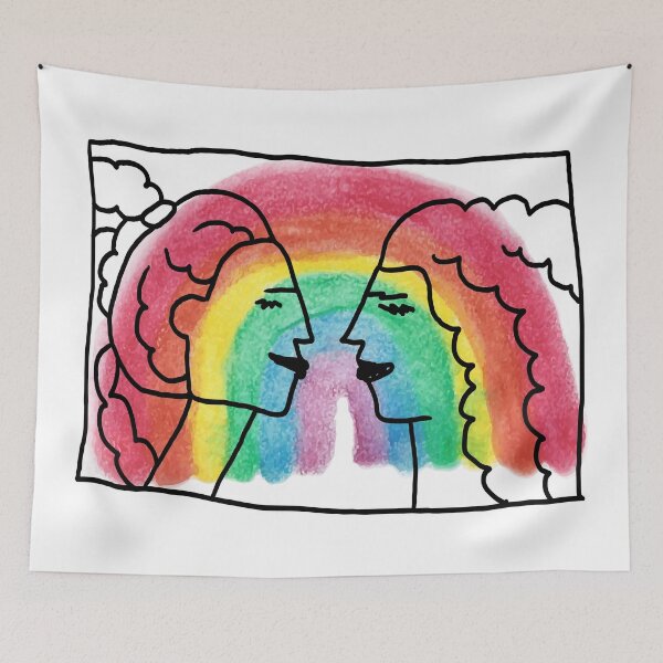 Item preview, Lesbian Pride Two Girls Rainbow Illustration designed and sold by missbobbit.