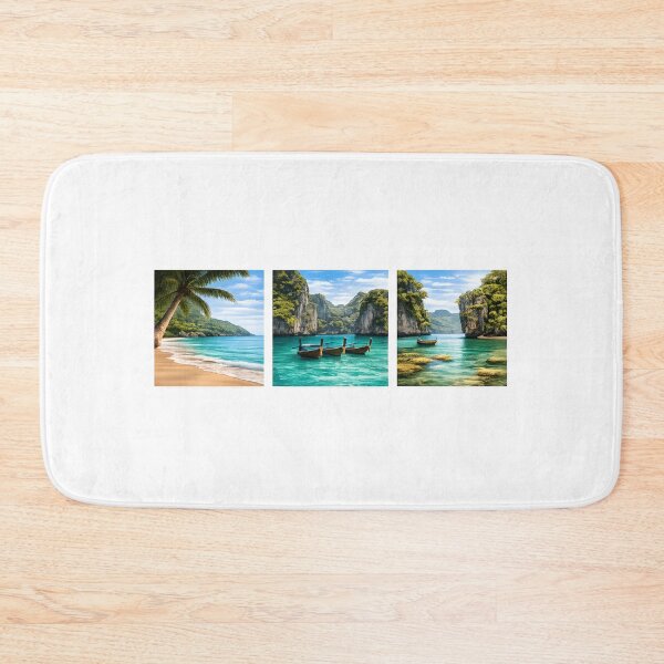 Artikelvorschau, Triptychon „Tropisches Paradies“ – Exotisches Wandbild mit Strand- und Lagunenmotiv entworfen und verkauft von Les-Ink-Studio.