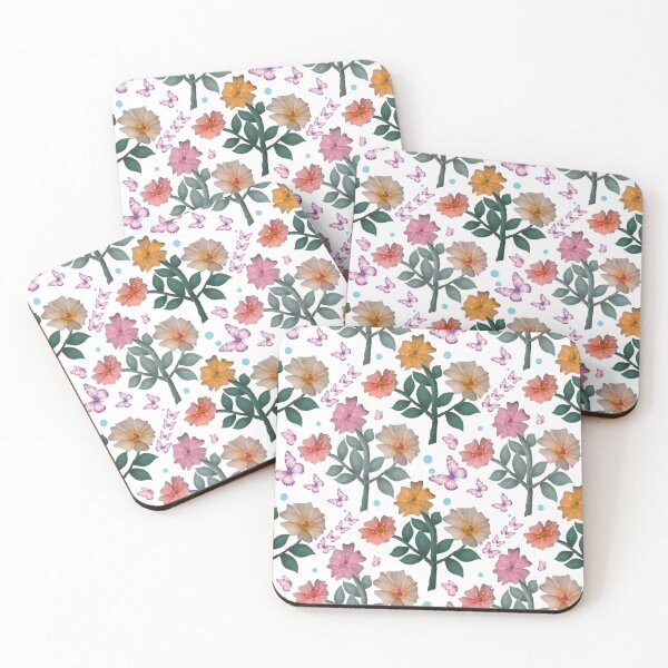 Item preview, Butterfly Floral Garden Pattern | Pink Flowers on Black Background | Cottagecore Botanical Design designed and sold by HopeAndHustle.