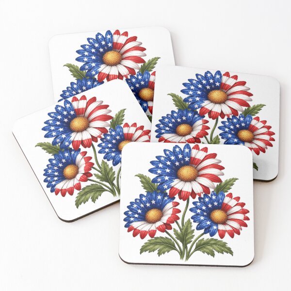 Item preview, American Flag Daisy Flowers Watercolor designed and sold by PetalGarden.