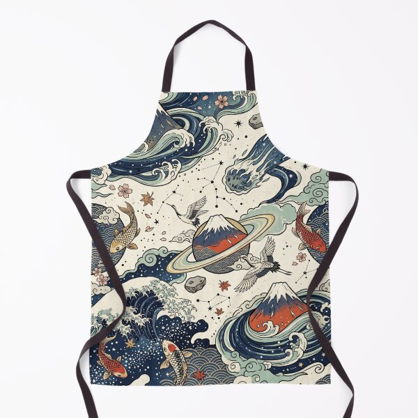 Item preview, Ukiyo-e Cosmic Pattern – Japanese Woodblock Mt Fuji Saturn Wave Koi Crane Cherry Blossom Design designed and sold by SavinMercantile.