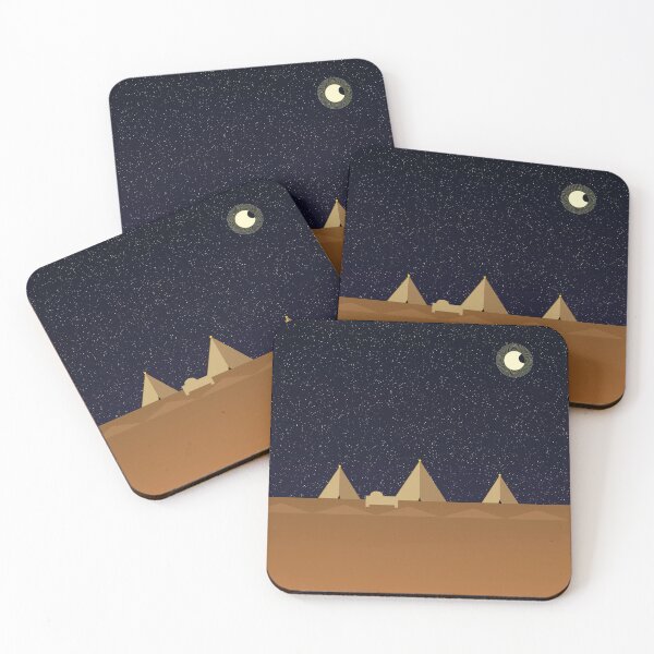 Item preview, Egyptian Pyramid Night Sky Moon Stars Desert Art  designed and sold by AfricanArtHub.