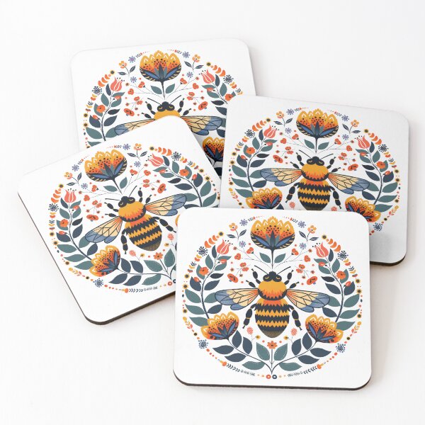 Item preview, Scandinavian Folk Art, Bee With Flowers designed and sold by xiao xuans.