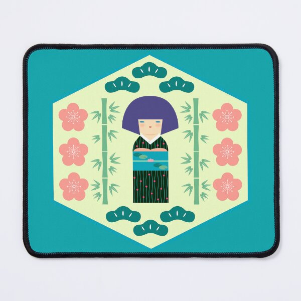 Item preview, Cute Kokeshi Doll Hexagon Pattern designed and sold by Ama Zuan-Zumi.