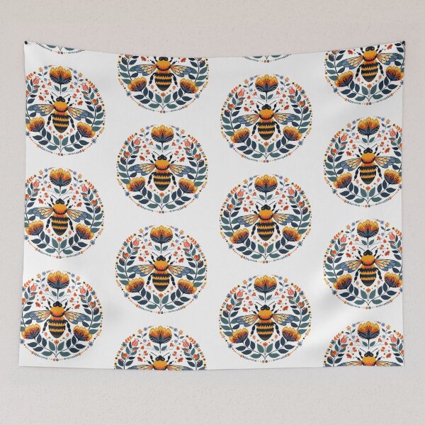 Item preview, Scandinavian Folk Art, Bee With Flowers designed and sold by xiao xuans.