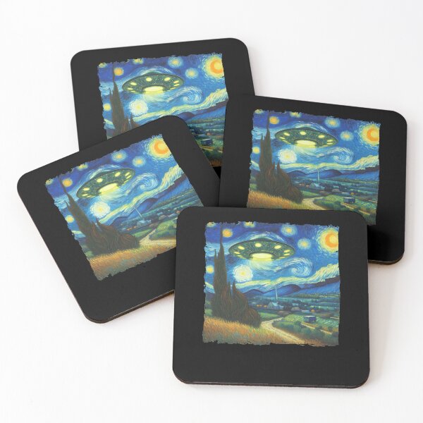 Item preview, Starry Night UFO Alien Abduction Van Gogh Inspired Sci Art designed and sold by jinajinawoodood.
