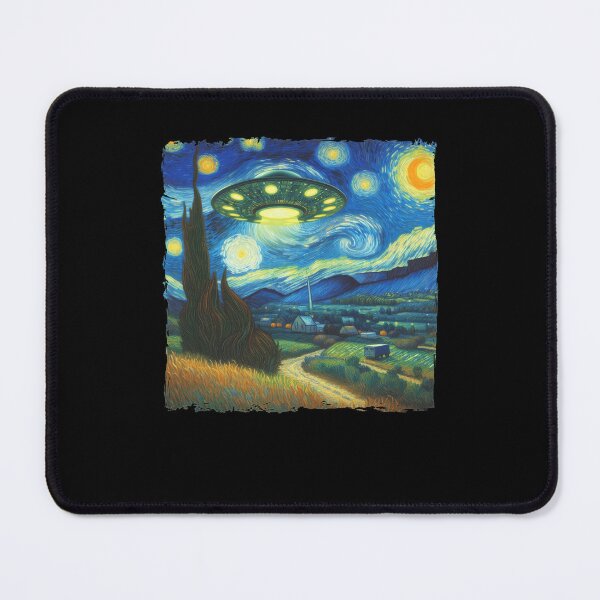 Item preview, Starry Night UFO Alien Abduction Van Gogh Inspired Sci Art designed and sold by jinajinawoodood.