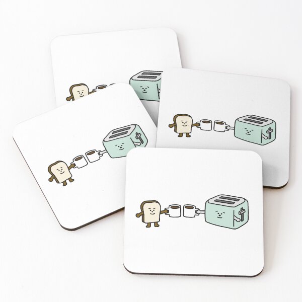 Item preview, bread guy and toaster guy with cups of coffee designed and sold by superbaechoo.
