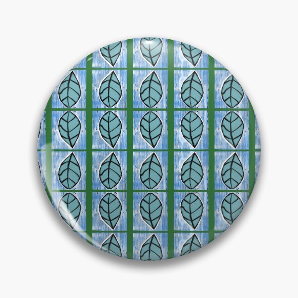 Item preview, Blue and green block print leaf design designed and sold by Mbmcdonaldart.