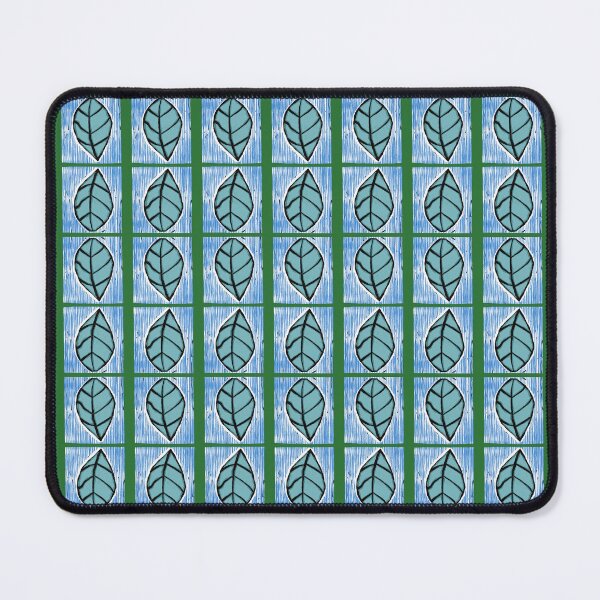 Item preview, Blue and green block print leaf design designed and sold by Mbmcdonaldart.