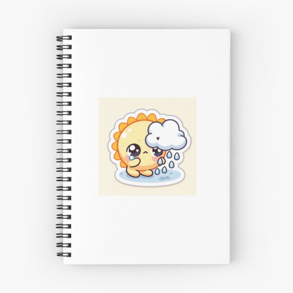 Item preview, Kawaii Sun Wanting Rain Sticker | Chibi Sun Blocked by Cloud from Rain designed and sold by PastelPawsArt.