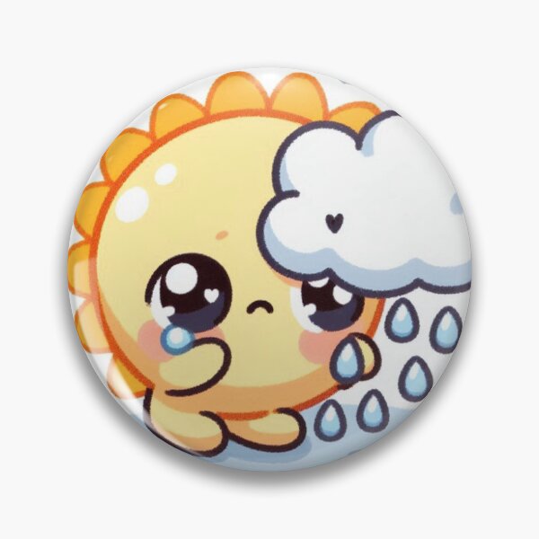 Item preview, Kawaii Sun Wanting Rain Sticker | Chibi Sun Blocked by Cloud from Rain designed and sold by PastelPawsArt.