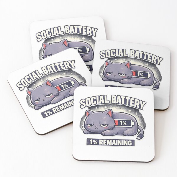 Item preview, Social Battery 1% Cat T-Shirt | Cozy Burnout Kawaii Streetwear Tee designed and sold by CozyNekoClub.