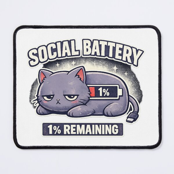Item preview, Social Battery 1% Cat T-Shirt | Cozy Burnout Kawaii Streetwear Tee designed and sold by CozyNekoClub.