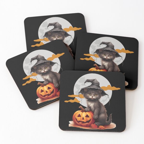 Item preview, Cute Halloween Cat Pumpkin Witch Art. designed and sold by HorrorInkStudio.