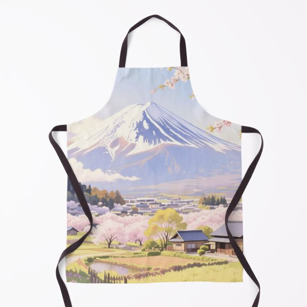 Item preview, Anime Style Japanese Village with Cherry Blossoms and Mount Fuji designed and sold by vekotpu.