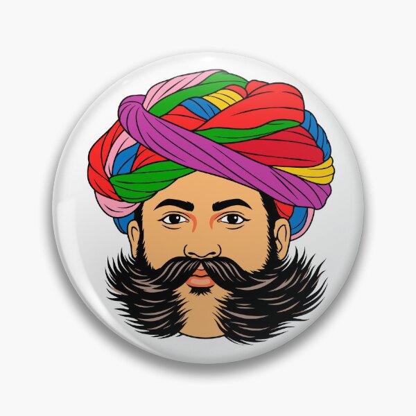 Item preview, Royal Rajasthani Man with Colorful Turban designed and sold by Krincydigitalart.