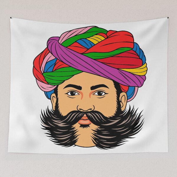 Item preview, Royal Rajasthani Man with Colorful Turban designed and sold by Krincydigitalart.