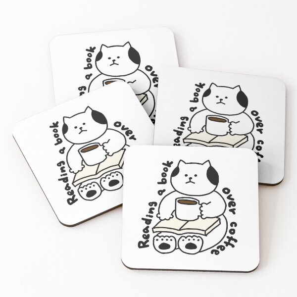 Item preview, a Cat reading a book with coffee designed and sold by superbaechoo.