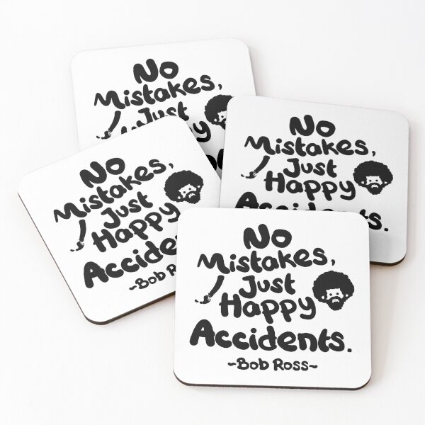 Item preview, Bob Ross Quotes No Mistake Just Happy Accident (Black White Version) designed and sold by Khotekmei.