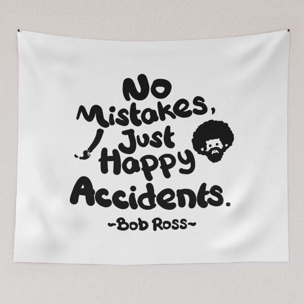 Item preview, Bob Ross Quotes No Mistake Just Happy Accident (Black White Version) designed and sold by Khotekmei.