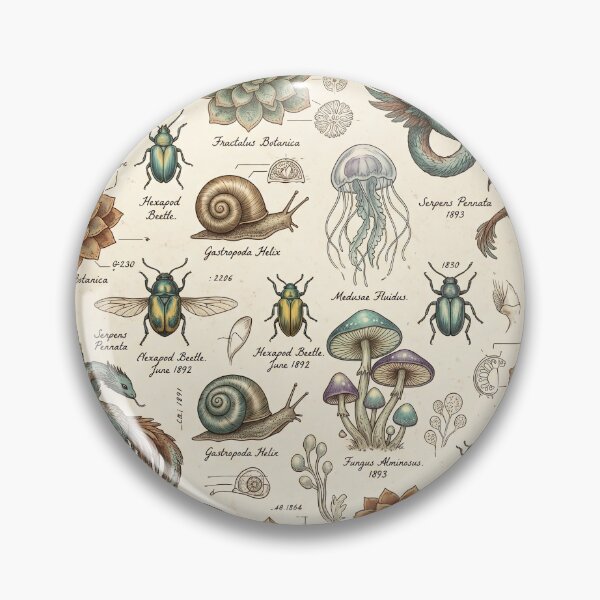 Item preview, Vintage Fantasy Naturalist Pattern – Victorian Mushroom Beetle Specimen Field Guide Seamless Design designed and sold by SavinMercantile.