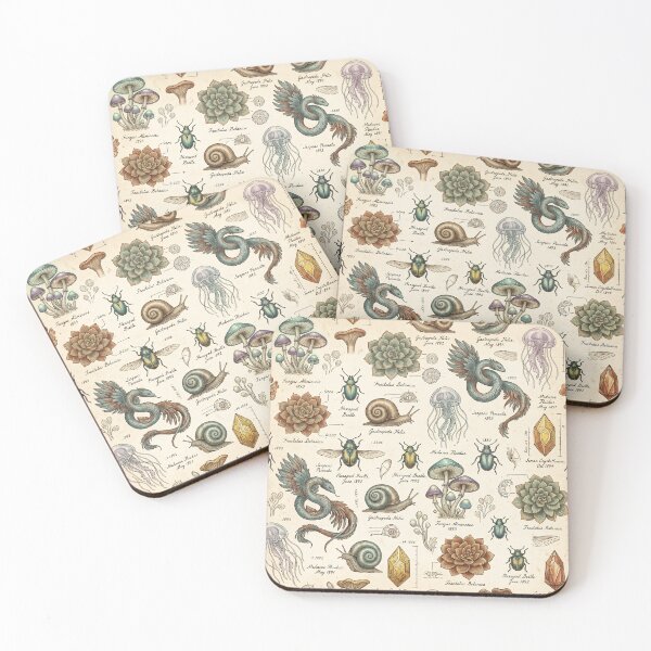 Item preview, Vintage Fantasy Naturalist Pattern – Victorian Mushroom Beetle Specimen Field Guide Seamless Design designed and sold by SavinMercantile.