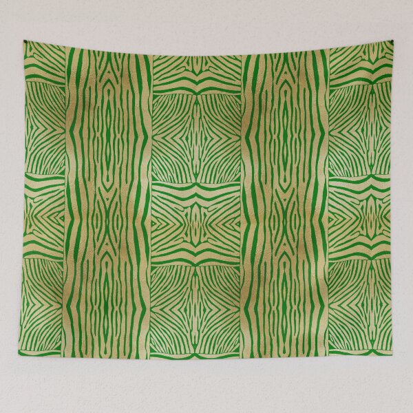 Item preview, Hand drawn green and gold zebra stripes designed and sold by Anne Londez Studio.