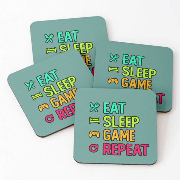 Item preview, Eat Sleep Game Repeat Gamer Neon Colors Typography Gamer Gift designed and sold by AstronautMerch.