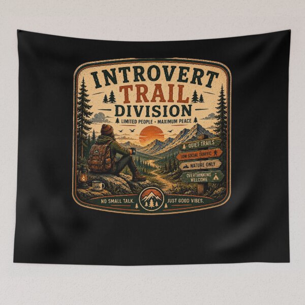 Item preview, Introvert Trail Division – Retro Hiking Introvert Nature Design designed and sold by MotylekAnia.