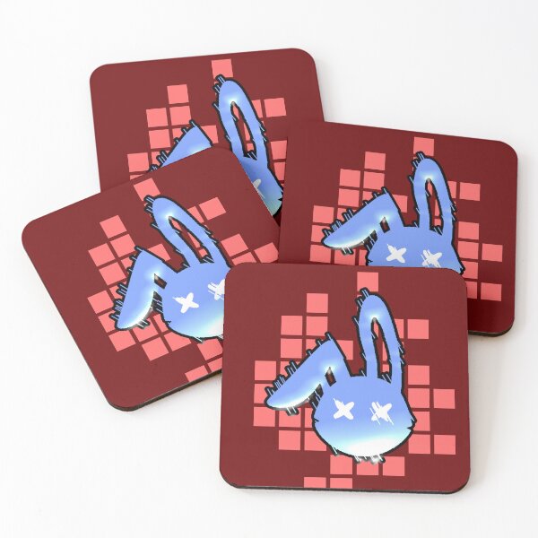 Item preview, Rabbit Glitch Pixel Neon Blue Red Face X Dead Eyes Vaporwave Aesthetic designed and sold by AstronautMerch.