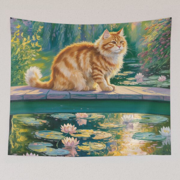 Item preview, Claude Monet Style Impressionist Orange Tabby Cat Oil Painting designed and sold by Tamas Das.