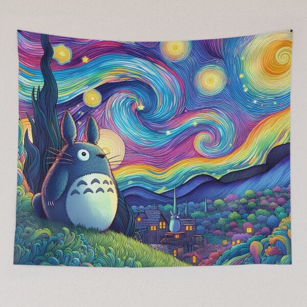 Item preview, Cute kawaii art starry [[tTOTORO]] night -%[ghiblis]%- flying aways  designed and sold by ITsdnelinn.